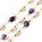 Handmade Natural Amethyst Nuggest Beaded Chains, Soldered, with ABS Plastic Beads and Rack Plating Brass Findings, Long-Lasting Plated, Lead Free & Cadmium Free, with Spool, Real 18K Gold Plated, 3~6x3~4.5x3~4.5mm
