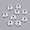 6-Petal Tibetan Style Alloy Flower Bead Caps, Cadmium Free & Lead Free, Silver, 6x2mm, Hole: 1mm