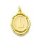 Brass Pendants, with Enamel, Oval with Letter, Real 18K Gold Plated, with Jump Ring, Letter L, 20x15~15.5x2mm, Hole: 3.5mm