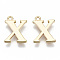 Brass Charms, Nickel Free, Letter, Real 18K Gold Plated, Letter.X, X: 13x10x1.5mm, Hole: 1.2mm