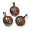 Natural Red Jasper Pendants, with Brass Findings, Flat Round, 26.5x23x9mm, Hole: 8x5mm