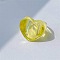 Heart Resin Finger Rings for Women, Yellow, Inner Diameter: 17mm