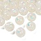 Transparent Resin with Paillette Beads, Round, White, 16mm, Hole: 2mm