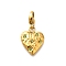 Heart 304 Stainless Steel Rhinestones Pendant Decorations, Ion Plating(IP), with Lobster Claw Clasp, Real 14K Gold Plated, Olivine, 16.5x13.5x2mm