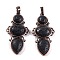 Natural Lava Rock Pendants, Rack Plating Brass Flower Charms, Cadmium Free & Lead Free, Red Copper, 47x24x6.5mm, Hole: 7.5x5mm