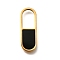 304 Stainless Steel Pendants, Oval Charms, with Plastic Imitation Shell, Ion Plating(IP), Golden, 21x7.5x1.5mm, Hole: 9x5.5mm