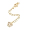 Brass Micro Pave Cubic Zirconia Ends with Chains, Butterfly, Real 18K Gold Plated, 75mm, Hole: 2.5mm