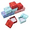 8Pcs 4 Colors Valentines Day Presents Packages Cardboard Ring Boxes, with Satin Ribbons Bowknot Outside, Square, Mixed Color, 4.1x4.1x2.6cm, 2pcs/color