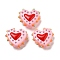 Handmade Lampwork Bumpy Beads Heart, with Enamel, Pink, 16~17x18x7mm, Hole: 1.2mm