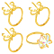 4Pcs Adjustable Brass Finger Ring Components, Solitaire Ring Setting Claws Prong Ring Settings, Long-Lasting Plated, Real 18K Gold Plated, Tray: 13mm, 2mm, US Size 7 3/4(17.9mm)