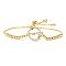 Mother's Day Brass Micro Pave Clear Cubic Zirconia Slider Bracelets, Link Bracelets for Women, Flat Round with Word Mama & Clover, Golden, 5-7/8~11-3/4 inch(15~30cm)