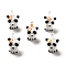 Handmade Lampwork Pendants, Panda Charms, White, 23~24x15~16x15~18mm, Hole: 3~3.5mm