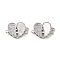 Brass Micro Pave Clear Cubic Zirconia Connector Charms, with Shell, Heart Shaped Wing Links, Real Platinum Plated, 12x17.5x3.5mm, Hole: 1mm