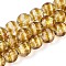 Handmade Foil Glass Beads Strands, Round, with Stripe, Goldenrod, 9.5~10.5mm, Hole: 1.2~1.6mm, about 38~40pcs/strand, 14.17~15.35 inch(36~39cm)