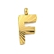 Ion Plating(IP) 304 Stainless Steel Charms, Handmade Engrave Figure, Full Polished, Golden, Letter F, 14x7x2mm, Hole: 1.8mm