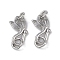 Brass Hook and S-Hook Clasps, Lotus, Platinum, 13x8x1.5mm, Hole: 3mm