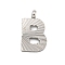 304 Stainless Steel Charms, Handmade Engrave Figure, Full Polished, Stainless Steel Color, Letter B, 14x8.5x2mm, Hole: 1.8mm