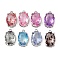 Brass Glass Charms, OvaL, Faceted, Platinum, 17x10x7mm, Hole: 1.4mm