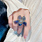 Alloy & Rhinestone/Synthetic Quartz Cuff Rings, Flower, Royal Blue, Inner Diameter: 15~20mm