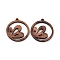 Walnut Wood Laser Cut Pendants, Hollow Charms, Undyed, Flat Round, 32.6x29.5x2.4mm, Hole: 1.6mm