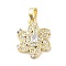 Brass Micro Pave Cubic Zirconia Pendants, with Glass, Flower Charm, Real 18K Gold Plated, 18.5x14.5x3.5mm, Hole: 5x2.5mm