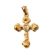 304 Stainless Steel Pendants, Ion Plating(IP), with Cat Eye, Rose Cross Charm, Real 18K Gold Plated, 31x20.5x3.5mm, Hole: 5.5x2.5mm