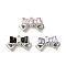 Alloy Connector Charms, Bowknot Links with Glass, Lead Free & Cadmium Free, Platinum, Mixed Color, 15x24x6mm, Hole: 2mm
