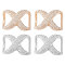 4Pcs 2 Colors Alloy Rhinestone Bowknot Corner Knotted Buckles, for Garment Decoration, Platinum & Light Gold, 30x38x17mm, Hole: 19.5x15mm, 2pcs/color