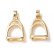 Brass Pendants, Long-Lasting Plated, Cadmium Free & Nickel Free & Lead Free, Stirrup Charms, Real 18K Gold Plated, 25x17x7mm, Hole: 4mm