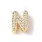 Brass Micro Pave Clear Cubic Zirconia Initial Multi-strand Links, Real 18K Gold Plated, Lead Free & Cadmium Free, Long-Lasting Plated, Rack Plating, Letter N, 10x5~9.5x4.5~5mm, Hole: 1.5~3.2x2~8mm