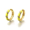 Brass Micro Pave Clear Cubic Zirconia Huggie Hoop Earrings, with Enamel, Ring, Real 18K Gold Plated, Yellow, 20x4mm, Pin: 1mm