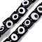 Handmade Evil Eye Lampwork Beads Strands, Square, Black, 7.5~8x7.5~8x3mm, Hole: 0.6mm, about 48pcs/strand, 14.37~14.53''(36.5~36.9cm)