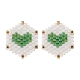 3 par de hexágonos trenzados de semilla de vidrio de 3 colores con aretes de corazón EJEW-MZ00009-4