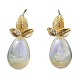 Boucles d'oreilles en laiton et verre&nbsp;EJEW-Q811-01KCG-1