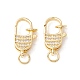 Brass Micro Pave Clear Cubic Zirconia Lobster Claw Clasps ZIRC-P098-14G-1