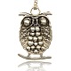 Antique Silver Alloy Rhinestone Owl Pendants for Halloween Jewelry ALRI-J064-37AS-2