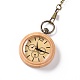 Reloj de bolsillo de bambú con cadena de latón y clips WACH-D017-B05-AB-2