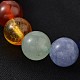 Braccialetti elastici con perline di pietre preziose naturali e chakra rotondi BJEW-JB01990-01-2