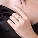 女性のための V シェイプデザイン錫合金チェコラインストーン指輪  ゴールドカラー  usサイズ7（17.3mm） RJEW-BB14521-7-5