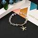 Brass Starfish Charm Bracelets BJEW-JB05571-03-5