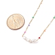 Natural Pearl Pendant Necklace with Colorful Enamel Chains for Women NJEW-JN03798-5
