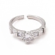 Clear Cubic Zirconia Diamond Open Cuff Ring RJEW-B028-23P-2
