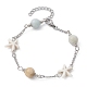 Set di 4 braccialetti a catena a maglie con perline turchesi sintetiche e amazzonite con fiori naturali in stile 4 BJEW-JB09518-2