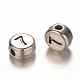 Flat Round Antique Silver Tone Alloy Number Beads PALLOY-K194-07AS-2