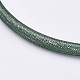 メッシュチューブ  プラスチックネット糸コードネックレス  真鍮カニカン付き  プラチナ  グリーン  19インチ（48.5cm）  5mm NJEW-F199-B09-2