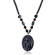 Black Iron Stone Pendant Necklaces NJEW-BB17500-1