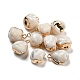 Natural Trochus Shell Nuggets Charms with Brass Edge BSHE-G034-22-1