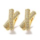 Criss Cross Shape Rack Plating Brass Micro Pave Cubic Zirconia Hoop Earrings Finding KK-E084-41G-1