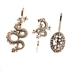 3 個のパンク頭飾りドラゴン合金ヘアボビーピン  ヘアアクセサリー  アンティーク黄金  47~64x20~28mm  3個/セット PW-WG61000-01-1