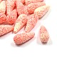 Craved Flower Teardrop Dyed Synthetical Coral Beads CORA-P001-12-50mm-1